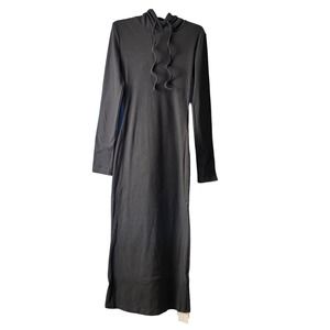 Pullover Drawstring Hoodie Shirt Dress Solid Black NWT Long Sleeve Medium
